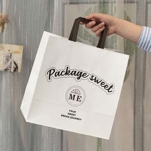 Bolsas de Papel para Envasado de Alimentos Personalizadas, Bolsas de Papel para Compras con Asas para Comida Rápida, Pan, Galletas, Pasteles y Postres - Product Image 2