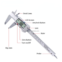 150mm LCD Digital Electronic Carbon Fiber Gauge Micrometer Measuring Tool Digital Tools High Strength Digital Display Vernier