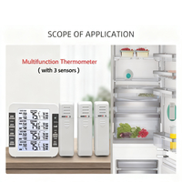 Termometer Kulkas Digital Nirkabel untuk Rumah Tangga, 3 Sensor, Layar LCD Besar, Alarm Suara, Min/Max