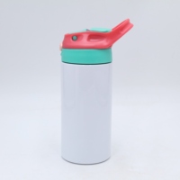 Bouteille d'eau sport portable en aluminium personnalisable par sublimation avec paille intégrée