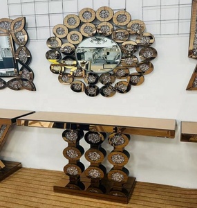 Table <span class=keywords><strong>console</strong></span> <span class=keywords><strong>extensible</strong></span> moderne pour la maison, l'hôtel, l'atelier, la salle à manger ou la chambre à coucher, meubles de salon <span class=keywords><strong>en</strong></span> <span class=keywords><strong>verre</strong></span> miroir - Product Image 4