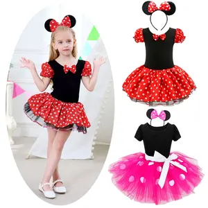 Kleine Mädchen Minnie Cosplay Kleider Prinzessin Kostüm Polka Dot Shirt Tutu Rock Katze Stirnband Geburtstag Kleidung Kostüm