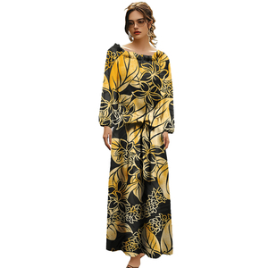 Off Shoulder Eiland Jurken Polynesische Tribale Casual Jurk Tongan Samoan Tapa Bloemenprint On Demand Custom Custom Lange Jurk - Product Image 4