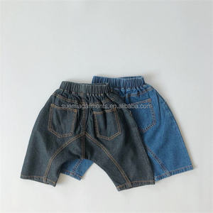 Shorts en <span class=keywords><strong>jean</strong></span> pour bébés et enfants, en coton 100%, couleur unie, fabrication sur mesure, faible MOQ, vêtements décontractés d'été pour garçons - Product Image 3