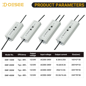 Controlador LED DESEE IP67 a Prueba de Agua, 24V 100W 200W 300W 400W, Voltaje Constante, Serie DMF, Fuente de Alimentación LED - Product Image 2