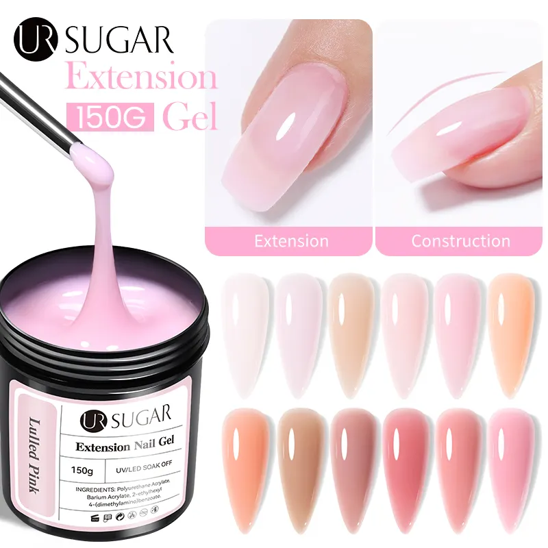 UR SUGAR 150g 클리어 핑크 젤리 색상 연장 젤 셀프 레벨링 UV LED 하드 젤 빌더 KG 네일 건설 용