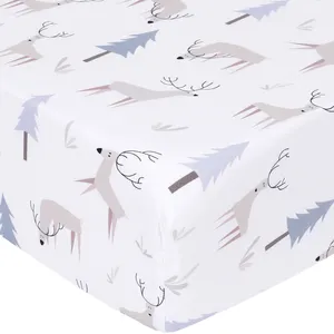 Elk Forest Printed Polyester Fabric Design Baby Bedding Portable Crib Sheet Set