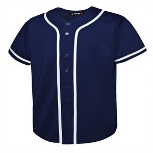 Camiseta de Béisbol Unisex DALSR, Manga Corta, Azul Marino Sólido, Cierre de Botones, Absorbe la Humedad, Transpirable, UPF 50, Corte Regular, para Adultos - Product Image 1