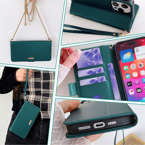 Sac à bandoulière pour femme grande capacité avec miroir, chaîne en métal, antichoc, motif lychee, étui pour téléphone portable en cuir PU - Product Image 4