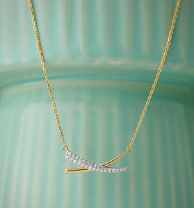 Moderno circón con incrustaciones <span class=keywords><strong>de</strong></span> líneas cruzadas, collares sencillos y versátiles para todos los días, bisutería Premium para jóvenes - Product Image 2