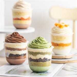 Beheart Hot Sale Pp Pudding Disposable Hug Cup Tiramisu Packaging Lid Transparent Plastic Cake Box Round