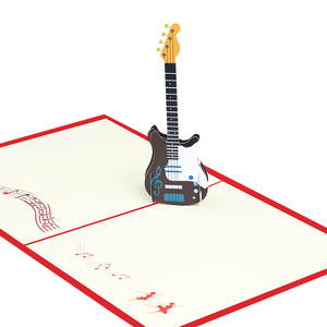 Nuevo diseño Feliz cumpleaños 3D guitarra Pop Up <span class=keywords><strong>tarjetas</strong></span> <span class=keywords><strong>de</strong></span> agradecimiento corte láser personalizado tarjeta <span class=keywords><strong>de</strong></span> felicitación hecha a mano con sobre - Product Image 2