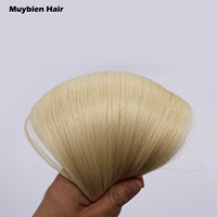 Extensions de cheveux Genius Weft prêtes à être expédiées en gros, tissage de cheveux invisible, cheveux humains bruts européens véritables, blond platine 60A