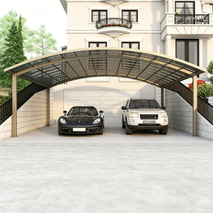 Abri de voiture en aluminium à toit en pente, abri de stationnement imperméable moderne, facile à assembler, installation à domicile disponible, revêtement en poudre - Product Image 2