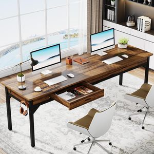 <span class=keywords><strong>Escritorio</strong></span> Extra Largo de 78.7 Pulgadas para Dos Personas con 2 Cajones, <span class=keywords><strong>Escritorio</strong></span> Doble de Madera para Computadora, Mesa de Trabajo Ejecutiva Grande para Oficina - Product Image 2