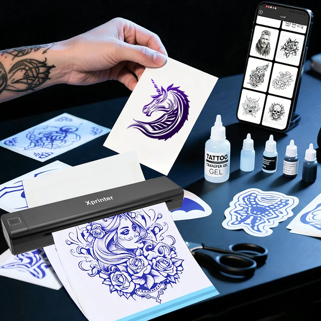 High Quality for A4 Thermal Paper Temporary Tattoo Stencil Printer with USB+ Interface 2600mAh Battery 203DPI-in Stock