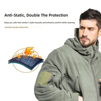 Veste polaire thermique coupe-vent à capuche pour homme, automne/hiver, style sportif, doublée polaire, color block, imprimé délavé