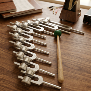 Diapasons sacrés Solfeggio lestés en argent, lot de 9 avec mallette et pochette en velours. - Product Image 5