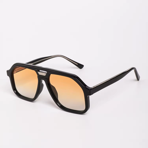 Lunettes de soleil polarisées surdimensionnées Finewell Designer, monture noire épaisse, pont métallique, verres orange, unisexe, OEM personnalisé 3410 - Product Image 3