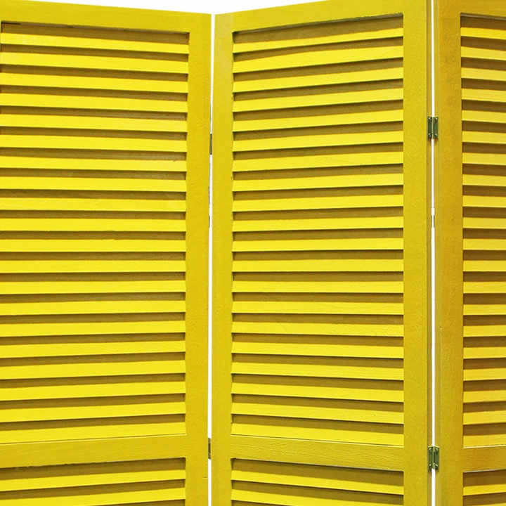 HMS 48\" X 67\" Black Wood Shutter Screen Elegant Room Divider