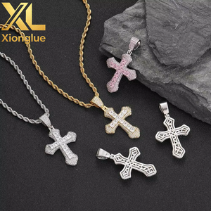 New Fashion Iced Out Bling 5A <b>Cross</b> Pendant Necklace Twisted <b>Chain</b> Hip Hop Jewelry for Men Gift Copper Alloy 18K Gold Plated - Product Image 5