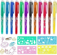 Stylos à bille effaçables en plastique multi-couleurs à encre liquide, avec gomme en caoutchouc, pour le dessin et la peinture des enfants, vente chaude
