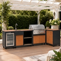Estación de Trabajo de Entretenimiento para Barbacoa en Jardín, Resistente, de Acero Inoxidable 304, con Parrilla