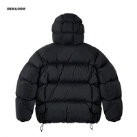 Veste matelassée en toile noire personnalisée pour hommes col montant fermeture à glissière manteau d'hiver décontracté pour l'automne avec devant enduit