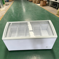 Congélateur horizontal pour crème glacée CE ETL CB, vitrine d'îlot, congélateur commercial pour crème glacée en verre trempé, durable
