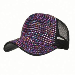 Casquette de baseball en maille pour femme avec patch en cristal et strass, style camionneur, vente en gros - Product Image 2