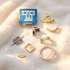 Custom Manufacture Metal Logo <b>Tags</b> Private Brand Sew-on Labels Accept Custom Design Metal <b>Name</b> Badges for Garment & Luggage - Product Image 2