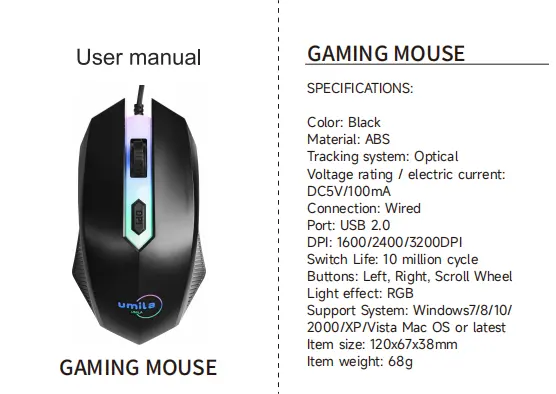 Gaming Mouse 2400 Dpi Optische Sensor - 4 Knoppen, Ergonomisch Ontwerp Computermuis Voor Windows PC Gamers