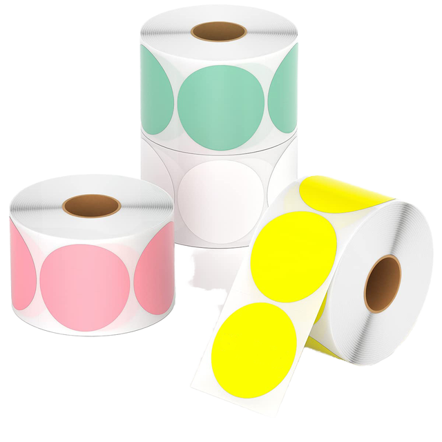 2" Inch Round Color Thermal Labels 50mm Custom Circle Thermal Label Printer Colorful Printing Colored Round Thermal Labels