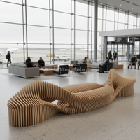 Banc de luxe en bois massif avec section ventilée pour usage extérieur : parcs, gymnases, centres commerciaux, bars, entrées, supermarchés, patios et applications extérieures