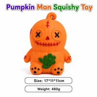 En gros Jouet Squishy Homme Citrouille d'Halloween, Poupée Citrouille Cousue avec Yeux Bouton, en Matériau TPR, Jouet Sensoriel Anti-stress à Presser