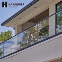 Système de balustrade en verre sans cadre HANNOVER avec bande LED, profilé en aluminium en U, garde-corps en verre trempé pour terrasse extérieure et escalier