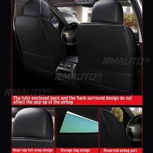2 housses de siège avant / housses de siège complètes pour voiture 5 places, coussins de siège de voiture, protection en cuir PU universelle - Product Image 3