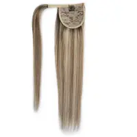 Extension de cheveux brésiliens naturels Remy, Double dessin d'usine, queue de cheval lisse Blonde