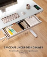 AJUNION Dessus de table en verre trempé Bureau électrique à double moteur Bureau ergonomique à hauteur réglable avec ports de charge USB