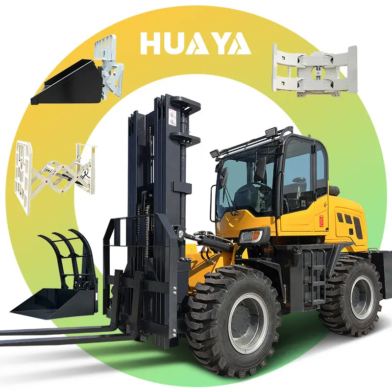 CE EPA HUAYA 4wd forklift price 3 ton 3.5 4 ton diesel forklift rough terrain from China