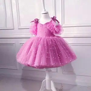 2024 new Girls' gauze princess dress bow suspender dress children's performance clothes