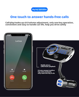 Transmisor FM Inalámbrico para Auto con Carga Rápida Dual USB QC 3.0, Manos Libres, Micrófono Integrado, Reproductor Estéreo MP3/MP4, Cargador de Teléfono