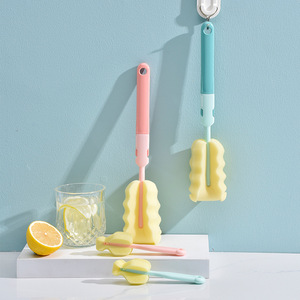 Juego de cepillos de esponja para biberones, 3 piezas, rosa y verde, para limpieza de pajitas y tetinas de biberones, con diseño portátil - Product Image 3