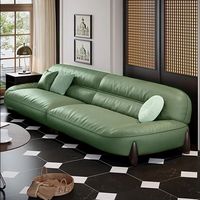 Canapé modulaire en cuir pleine fleur italien moderne, ensemble de rangée droite haut de gamme pour petits appartements