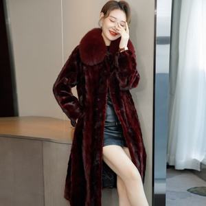 <span class=keywords><strong>Cappotto</strong></span> <span class=keywords><strong>Lungo</strong></span> da Donna alla Moda in <span class=keywords><strong>Visone</strong></span> con Collo in Pelliccia di Volpe Caldo e Confortevole - Product Image 3