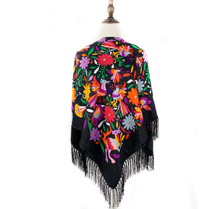 Foulard <span class=keywords><strong>carré</strong></span> russe pour femme, motif fleurs et oiseaux, bandana, châle à franges, babouchka, mouchoir, couvre-chef féminin 135*135cm - Product Image 4
