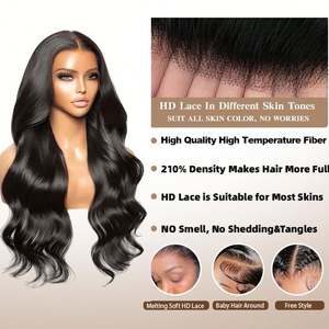 Wholesale Amygirl Natural Wave <b>Synthetic</b> <b>Wig</b> Transparent Lace Front 13x4 13x6 Heat Resistant Natural Hairline Body Wave Style - Product Image 2