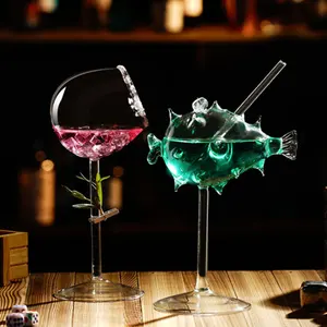 Hot Sale Bar Crystal unique cocktail glasses creative Octopus Bird Shaped Drinking Glass Cup Creative Goblet wine Glass