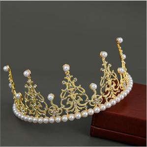 Tiaras y Coronas de Oro, Plata y Perlas, Coronas de Novia de Aleación con Pedrería, Tiaras <span class=keywords><strong>para</strong></span> Fiesta, Decoración <span class=keywords><strong>para</strong></span> Pasteles - Product Image 1