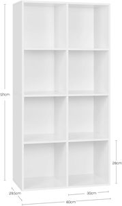 Bookcase, White Book <strong>Shelf</strong> 8 Storage Cubes <strong>Unit</strong>, Freestanding Bookcases for Living Room,Bedroom - Product Image 3